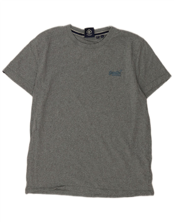 Męski T-shirt Superdry, duży, szary, bawełniany