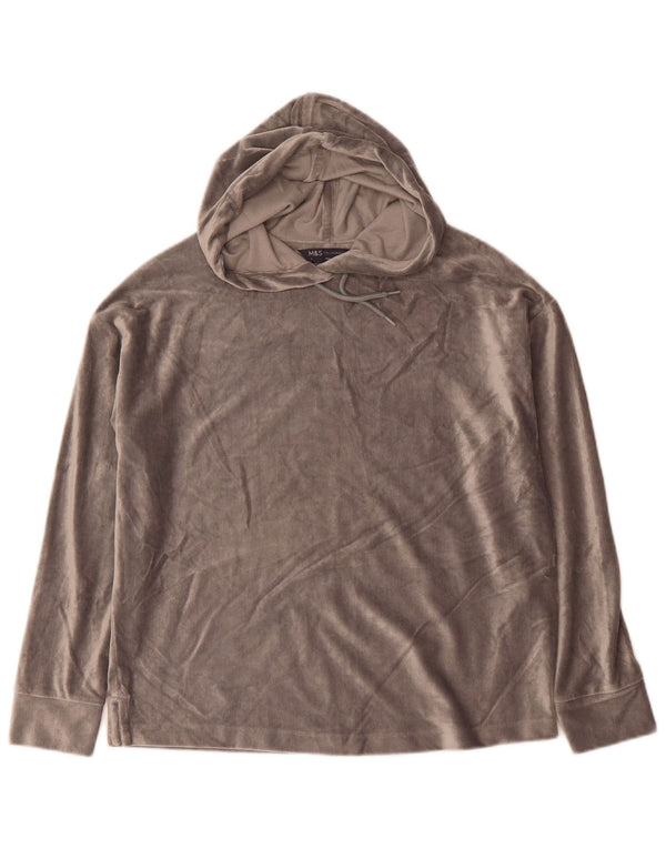 Marks & Spencer Damski welurowy sweter oversize z kapturem, UK 8, mały, szary