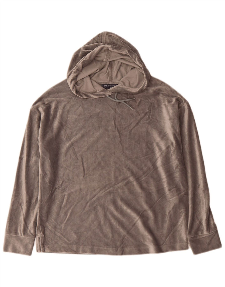 Marks & Spencer Damski welurowy sweter oversize z kapturem, UK 8, mały, szary