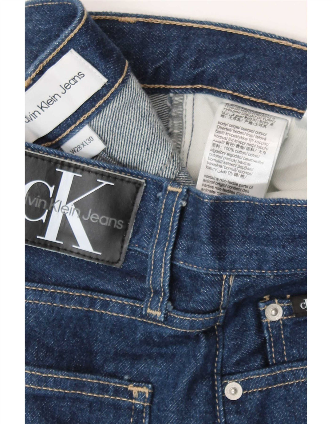 Damskie proste dżinsy Calvin Klein W28 L30 Niebieskie bawełniane