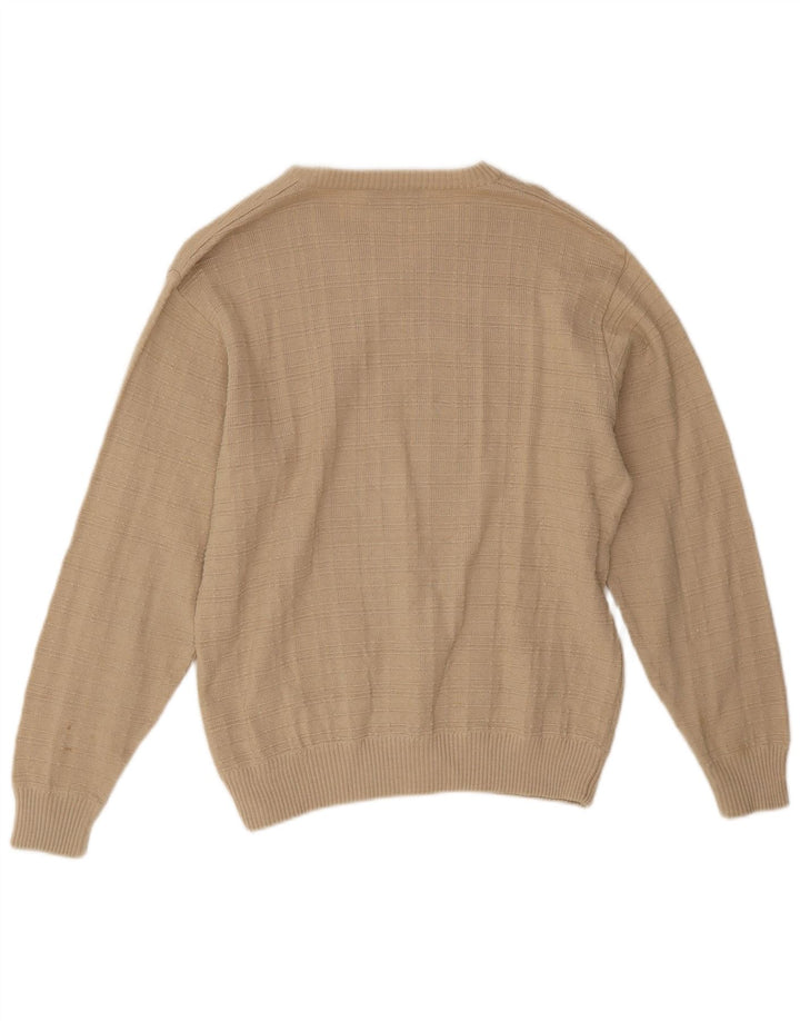 Marks & Spencer Męski sweter z dekoltem w kształcie litery V, mały, beżowy, akrylowy