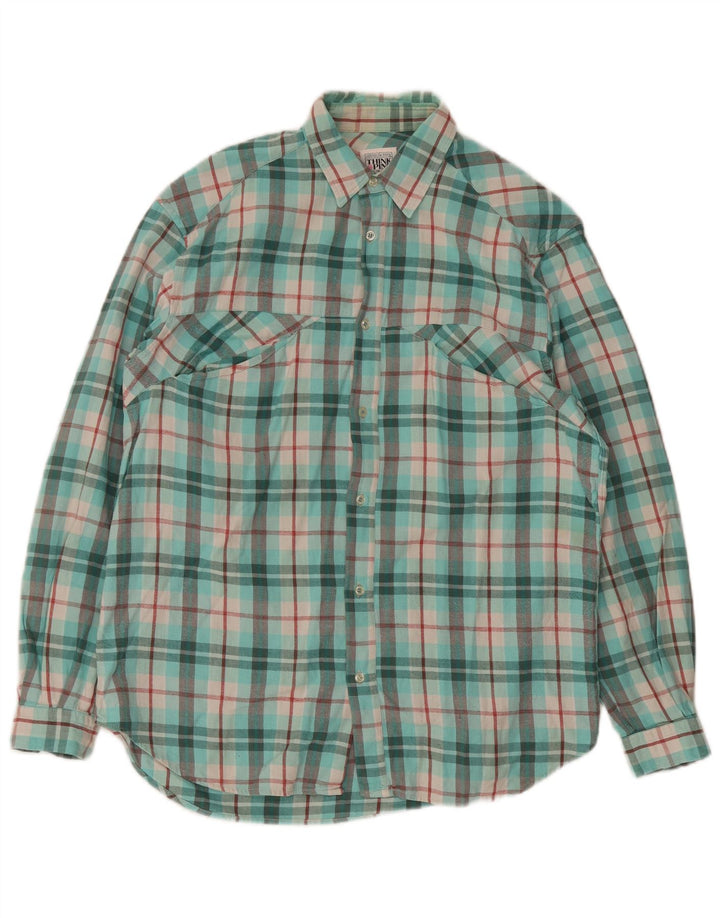 Think różowa męska koszula flanelowa rozmiar 39 15 1/2 w średnią turkusową kratkę
