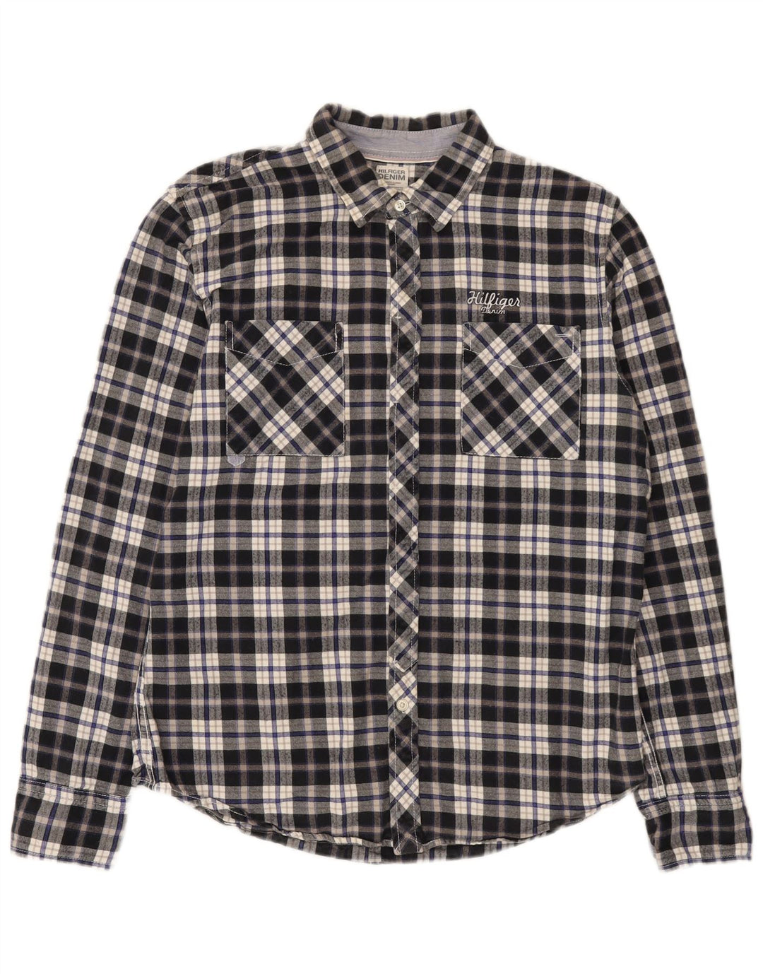 Męska koszula flanelowa Tommy Hilfiger w dużą niebieską kratkę, bawełniana