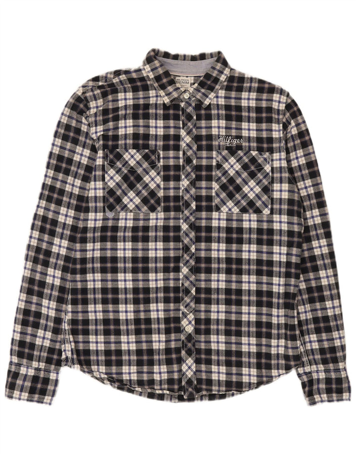 Męska koszula flanelowa Tommy Hilfiger w dużą niebieską kratkę, bawełniana