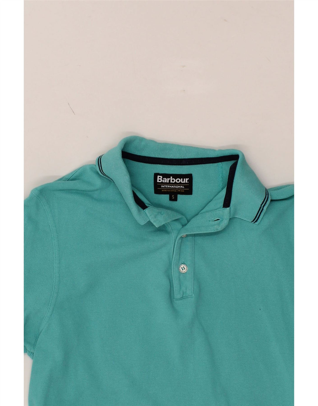 BARBOUR Mens Polo Shirt Small Turquoise Cotton Vintage Barbour and Second-Hand Barbour from Messina Hembry 