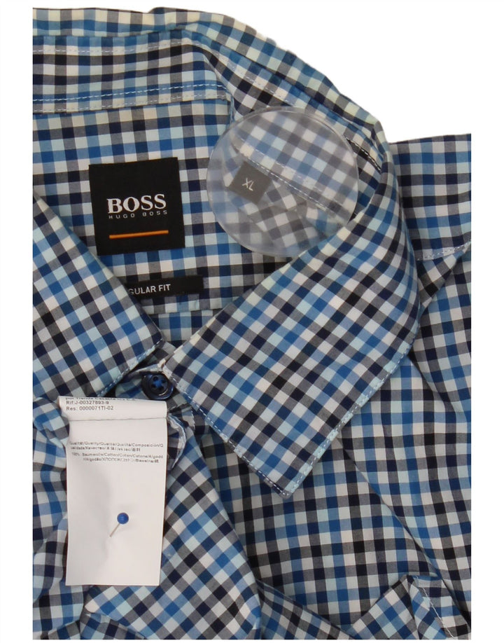 Męska koszula o regularnym kroju Hugo Boss XL, niebieska bawełniana kratka