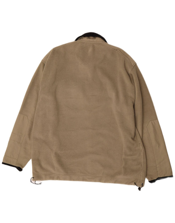 Asics Mens Fleece Jacket UK 44 2XL Khaki Colourblock