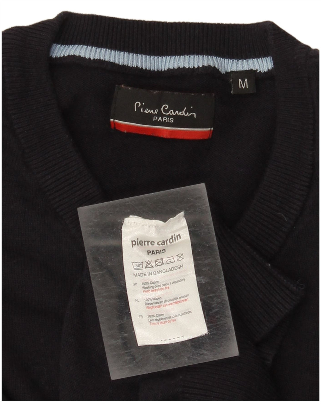 Męski sweter Pierre Cardin z dekoltem w kształcie litery V, średni granatowy, bawełniany