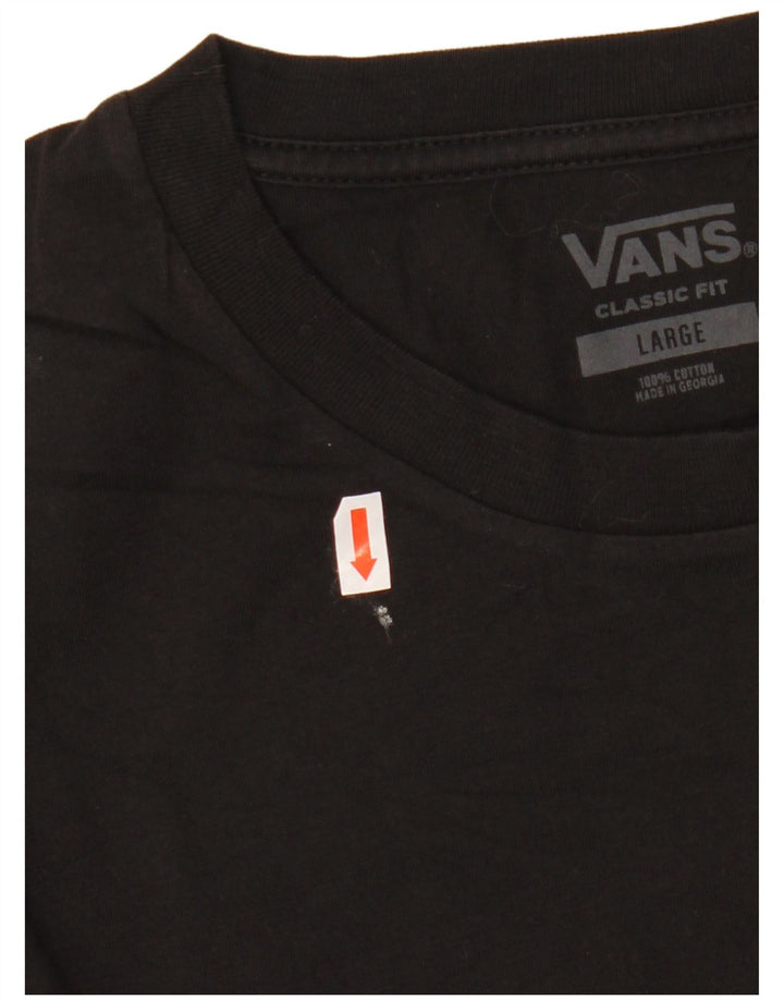 Męski T-shirt VANS o klasycznym kroju, duży, czarny, bawełniany