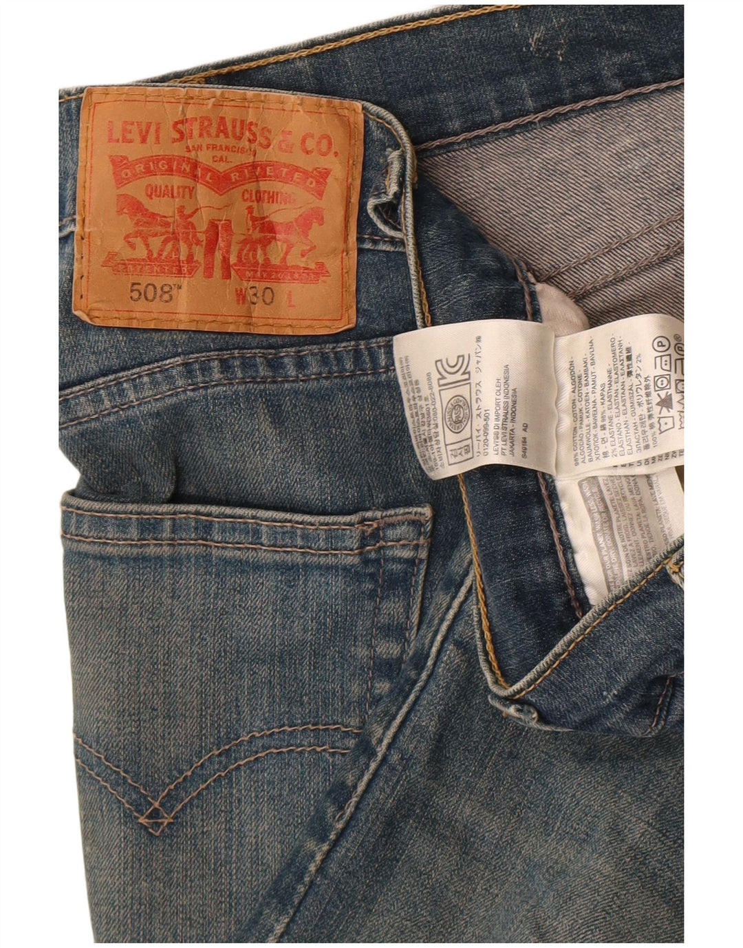 Męskie spodenki jeansowe Levi's 508 W30 Średnioniebieskie, bawełniane