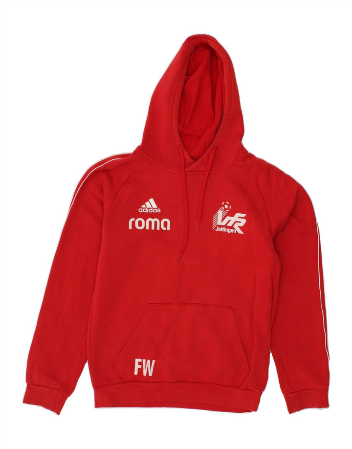 ADIDAS Mens Graphic Hoodie Jumper Small Red Vintage Adidas and Second-Hand Adidas from Messina Hembry 