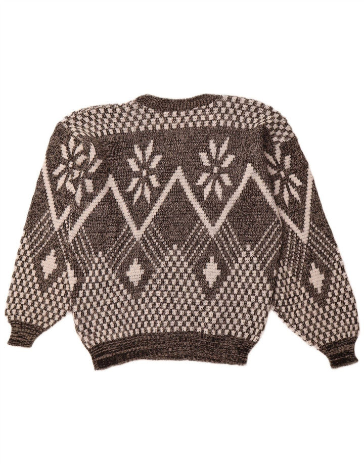 Męski sweter w stylu VINTAGE, duży, szary, Fair Isle