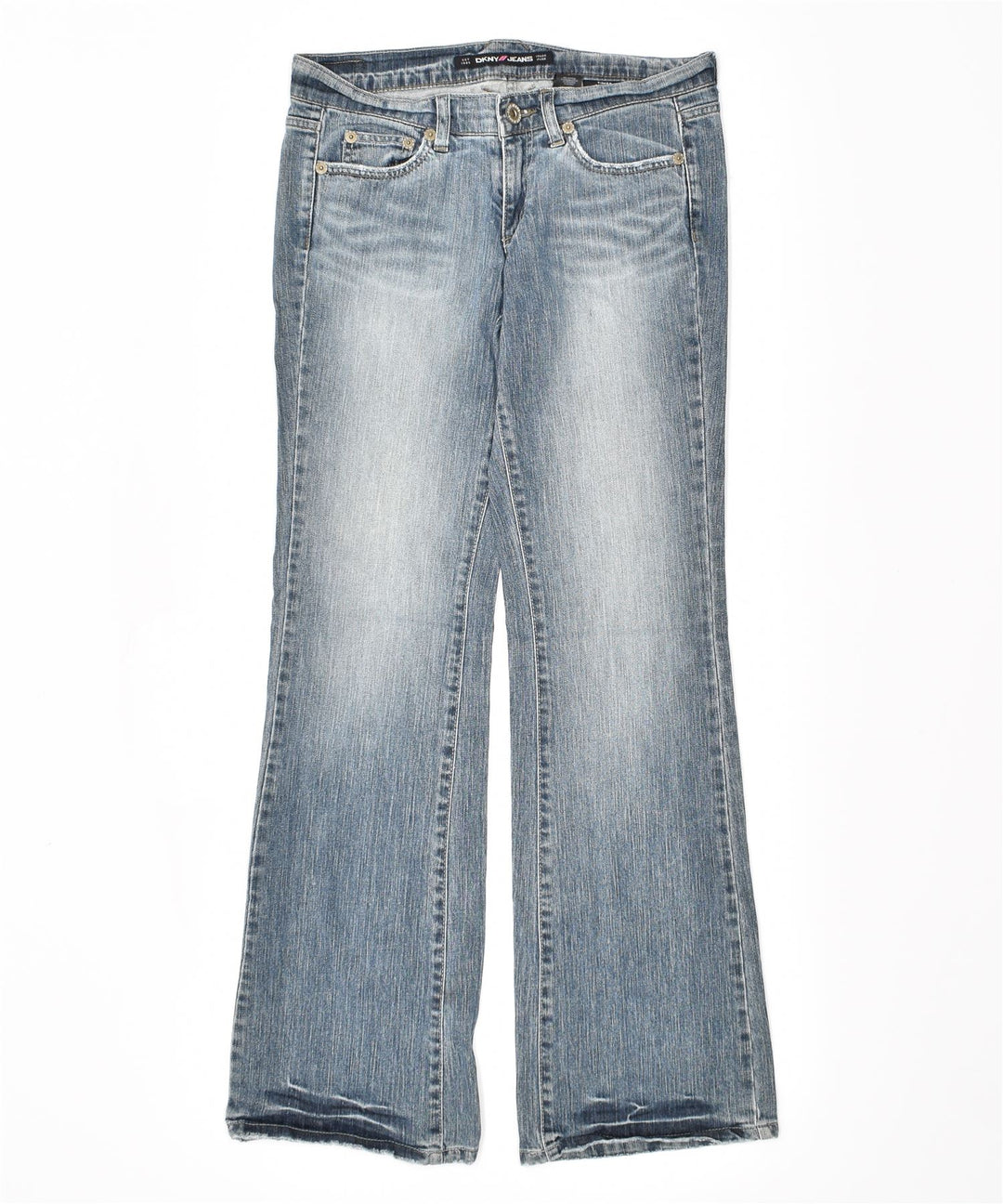 DKNY Damskie jeansy rozkloszowane Time Square US 9 Large W32 L33 Niebieskie bawełniane