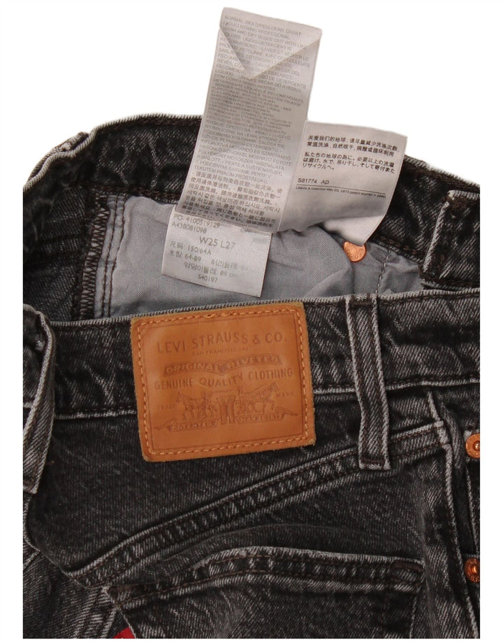 Damskie jeansy Levi's Ribcage z przetarciami W25 L21 Czarna bawełna