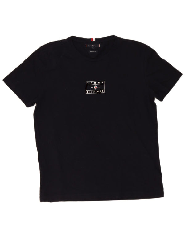 Męska koszulka z grafiką Tommy Hilfiger Top XL, czarna, bawełniana