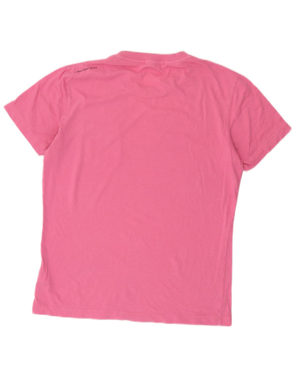 T-shirt damski Calvin Klein Jeans o regularnym kroju, UK 16, duży, różowy, bawełniany
