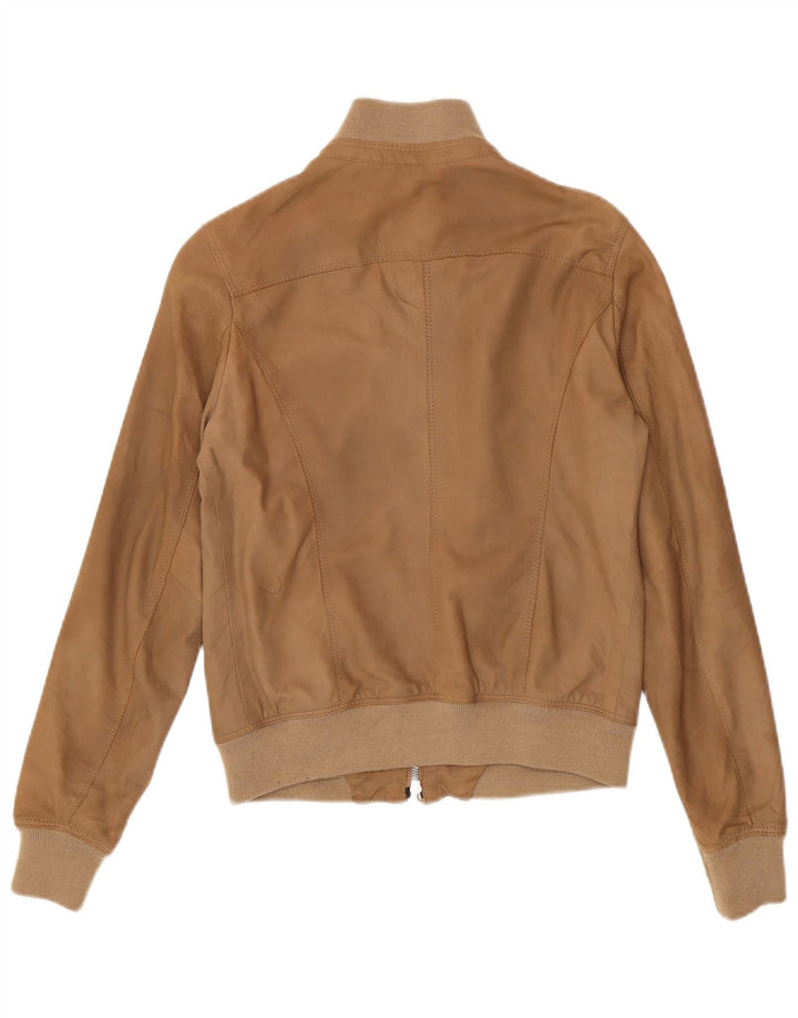 Vintage damska zamszowa kurtka bomber IT 42 średnio brązowa skóra