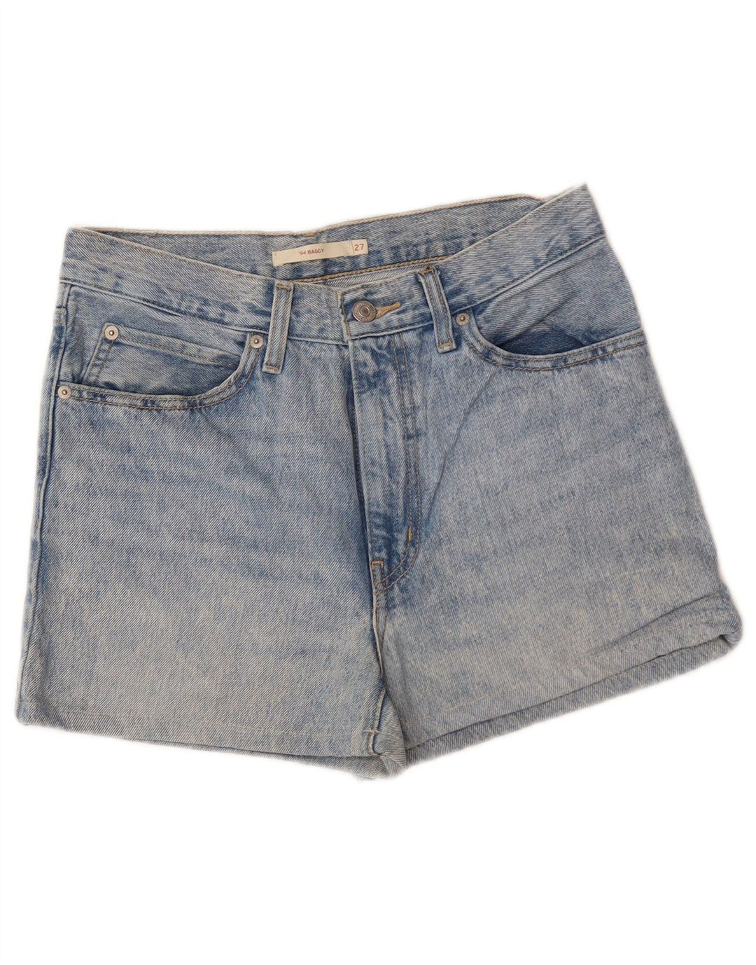 Damskie, luźne spodenki jeansowe LEVI'S W27, małe, niebieskie, bawełniane