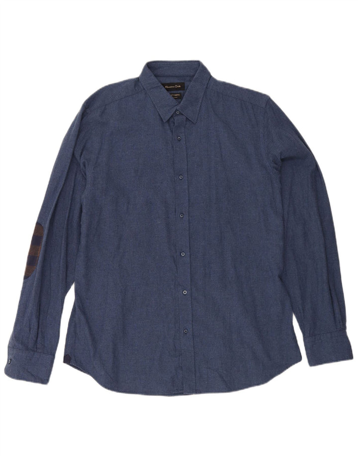 Koszula męska Massimo Dutti, duża, granatowa, bawełniana