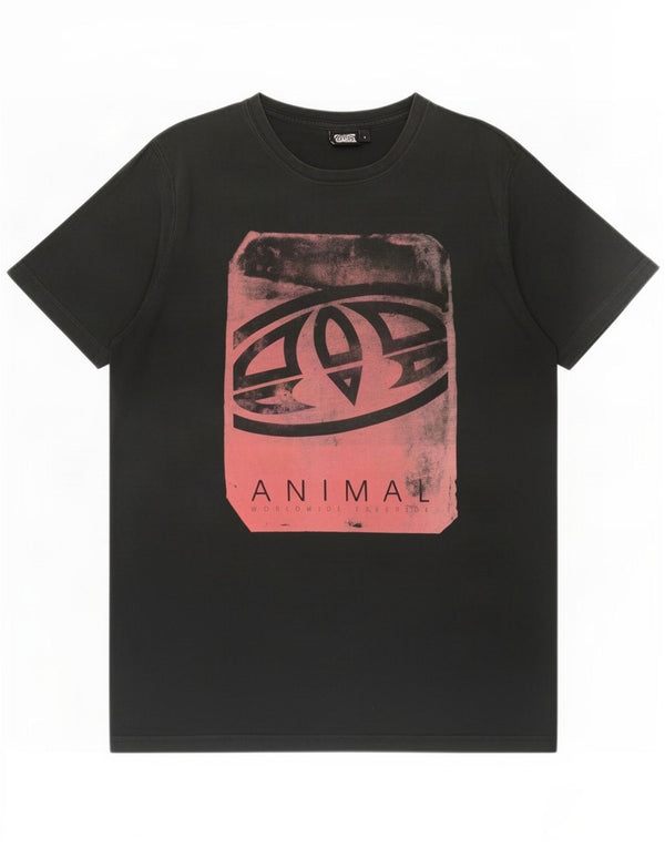 Męski T-shirt z grafiką zwierzęcą Top, duży, czarny, bawełniany