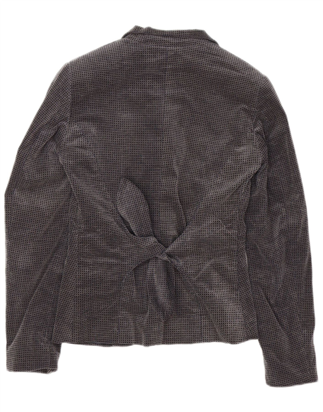 SASCH Womens 3 Button Blazer Jacket UK 10 Small Navy Blue Check Cotton