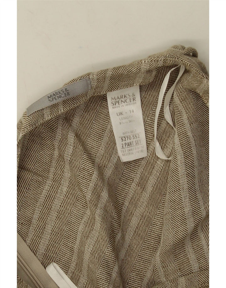 Marks & Spencer Damska spódnica maxi UK 14 duża W32 szara bawełna w jodełkę