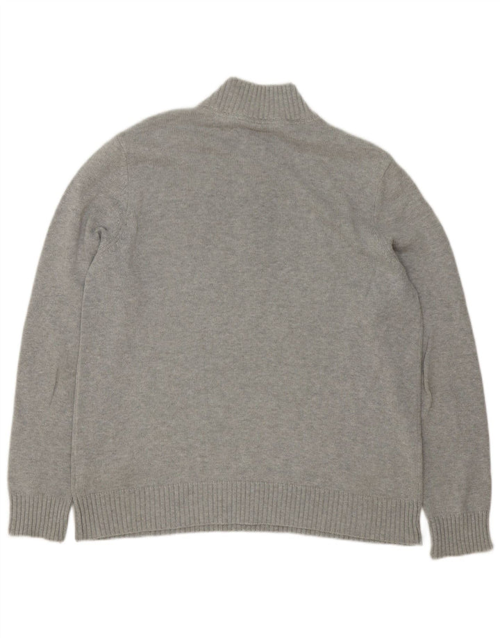 Crew Clothing Męski sweter z zamkiem błyskawicznym, średnioszary, bawełniany