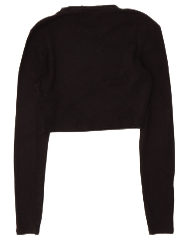 Zara Womens Crop Top Long Sleeve UK 8 Small Black