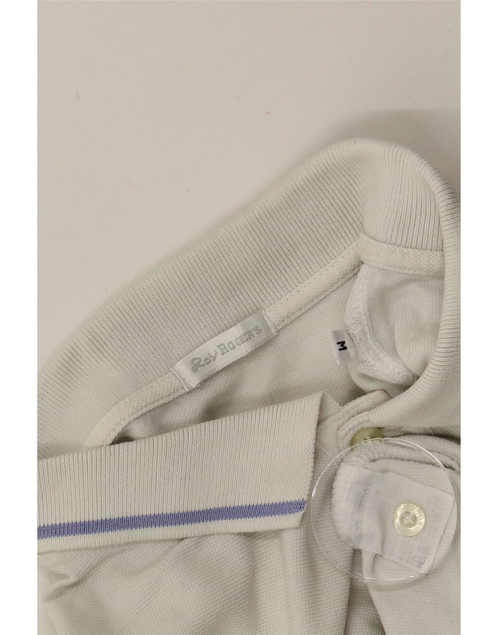 ROY ROGERS Mens Polo Shirt Medium White Cotton Vintage Roy Rogers and Second-Hand Roy Rogers from Messina Hembry 
