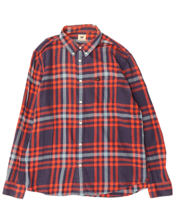 Męska koszula flanelowa Lee XL w niebieską kratkę, bawełniana