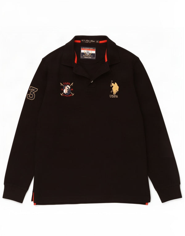 US Polo Assn. Męska graficzna koszula z długim rękawem 2XL, czarna bawełna