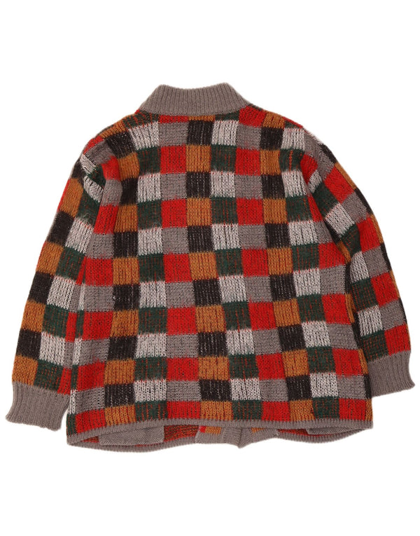 Vintage damski sweter oversize UK 16 w dużą wielobarwną kratkę