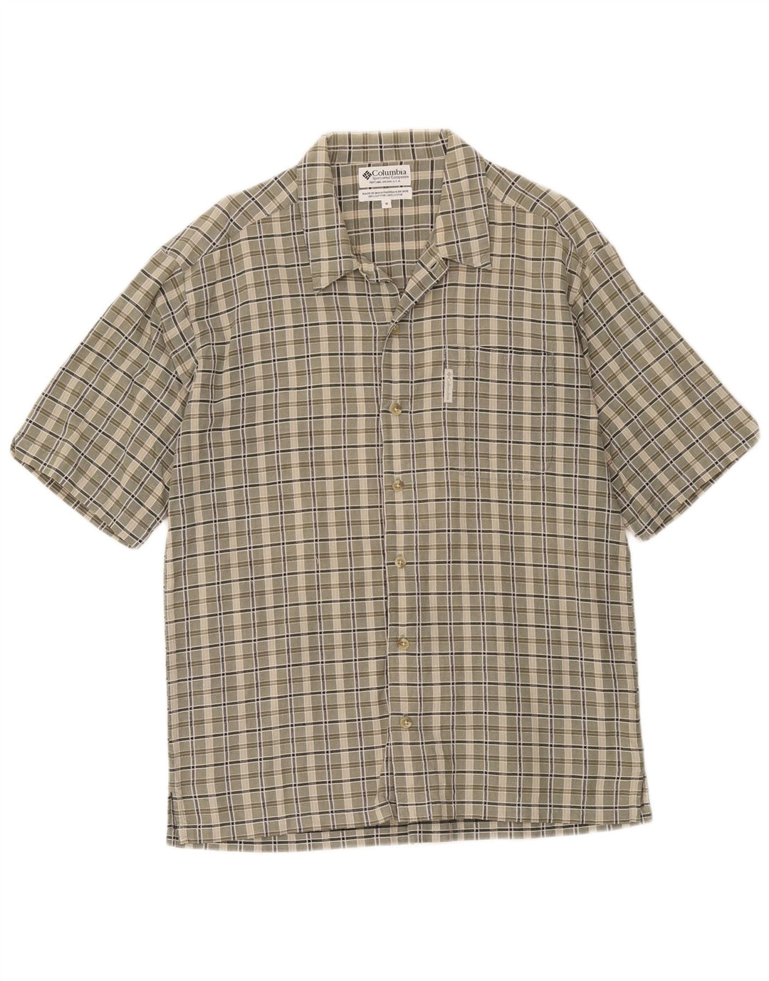 Męska koszula z krótkim rękawem Columbia, średnia khaki, bawełniana kratka