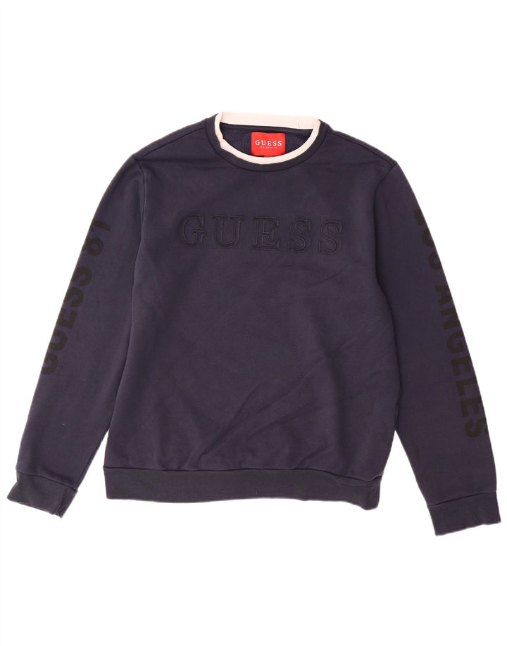 Męska bluza Guess z grafiką, duża, granatowa, bawełniana