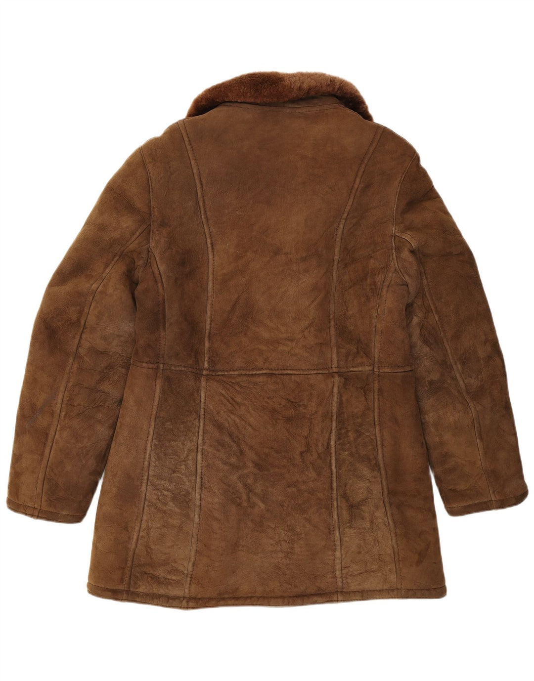 Vintage męska kurtka shearling z podwójnymi piersiami IT 54 2XL brązowa skóra