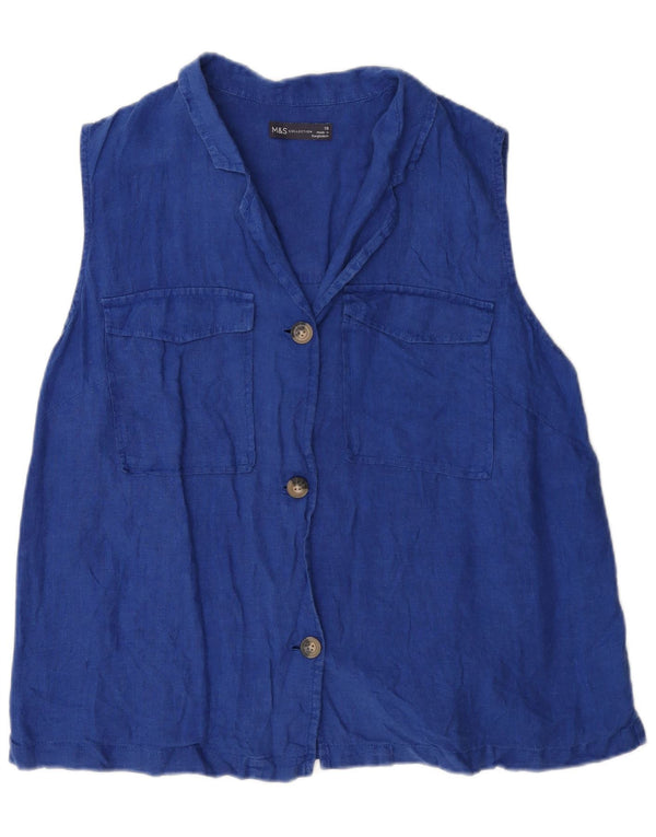 Marks & Spencer Damska bluzka bez rękawów, UK 18 XL, niebieska, bawełniana
