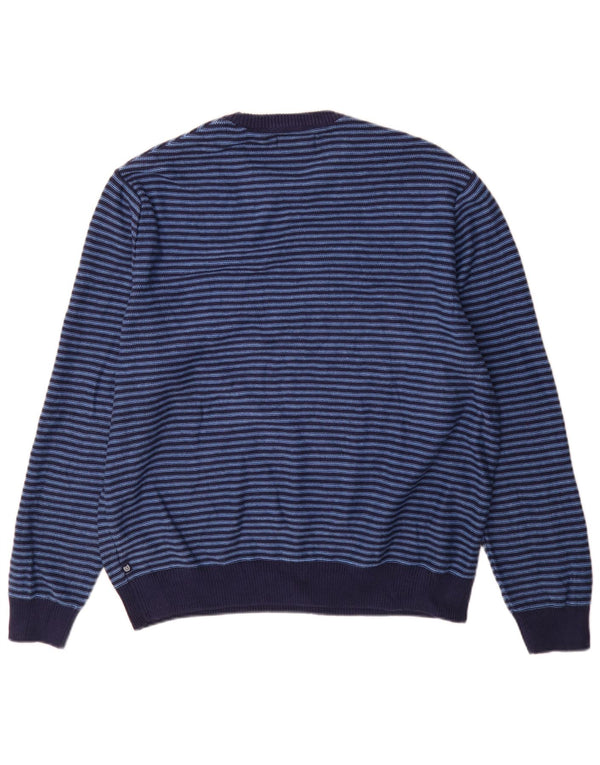 Męski sweter z wycięciem pod szyją Chaps XL, bawełniany w niebieskie paski