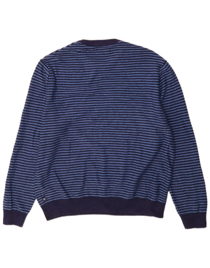 Męski sweter z wycięciem pod szyją Chaps XL, bawełniany w niebieskie paski
