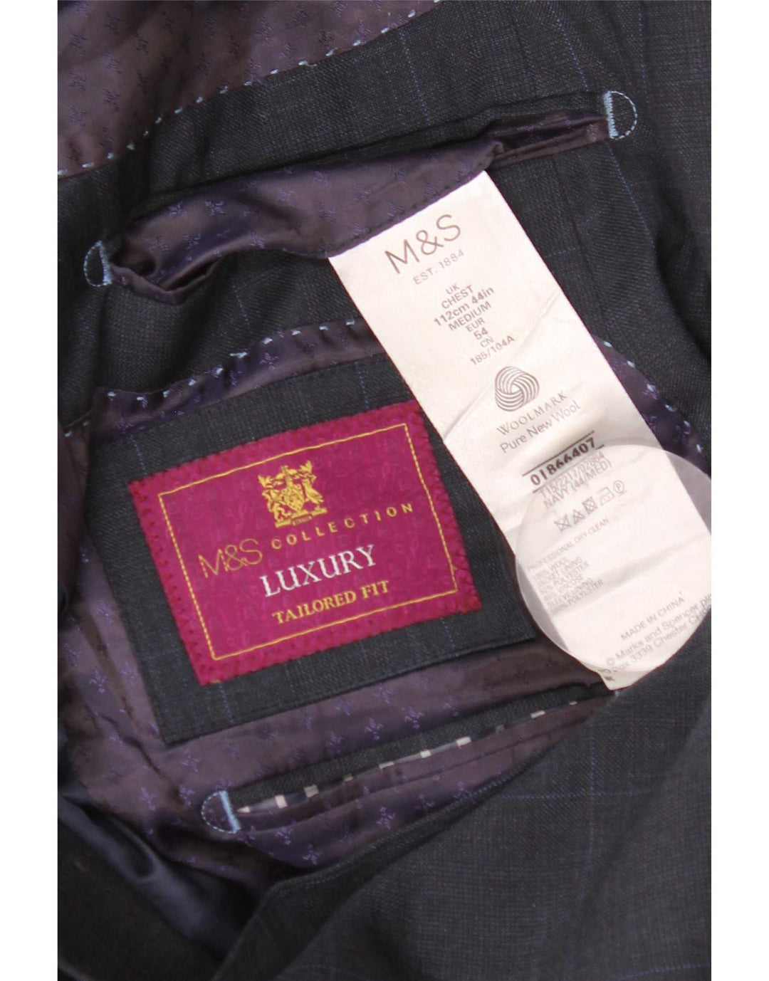 Marks & Spencer Męska marynarka o dopasowanym kroju, UK 44 XL, granatowa w kratkę