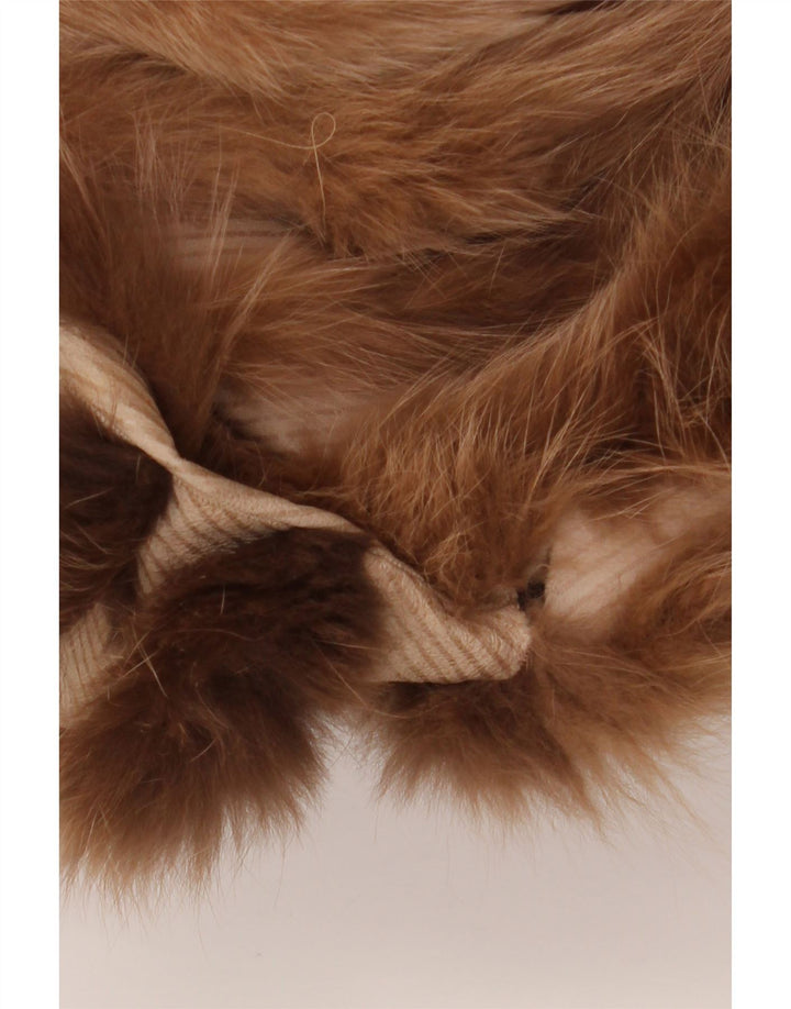 Dwustronny płaszcz damski ze sztucznego futra VINTAGE UK 18 XL w kolorze brązowym w kwiaty