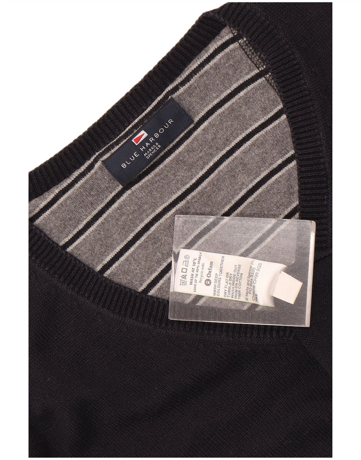 Męski sweter Marks & Spencer Blue Harbor z dekoltem w kształcie litery V, duży, granatowy