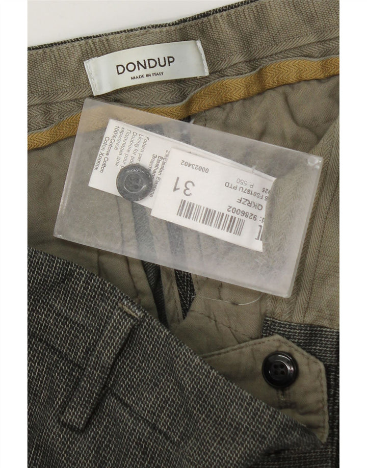 Męskie spodnie typu slim chino Dondup W31 L32 szara bawełniana krata