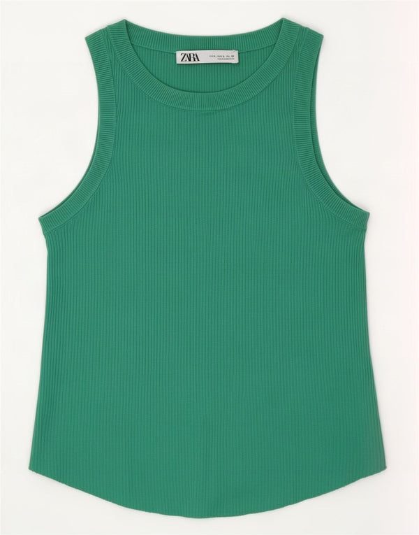 Top damski z kamizelką Zara UK 14 Large, zielony, wiskoza