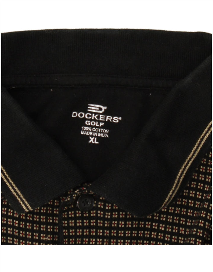 Męska golfowa koszulka polo Dockers XL w czarną kratkę, bawełniana