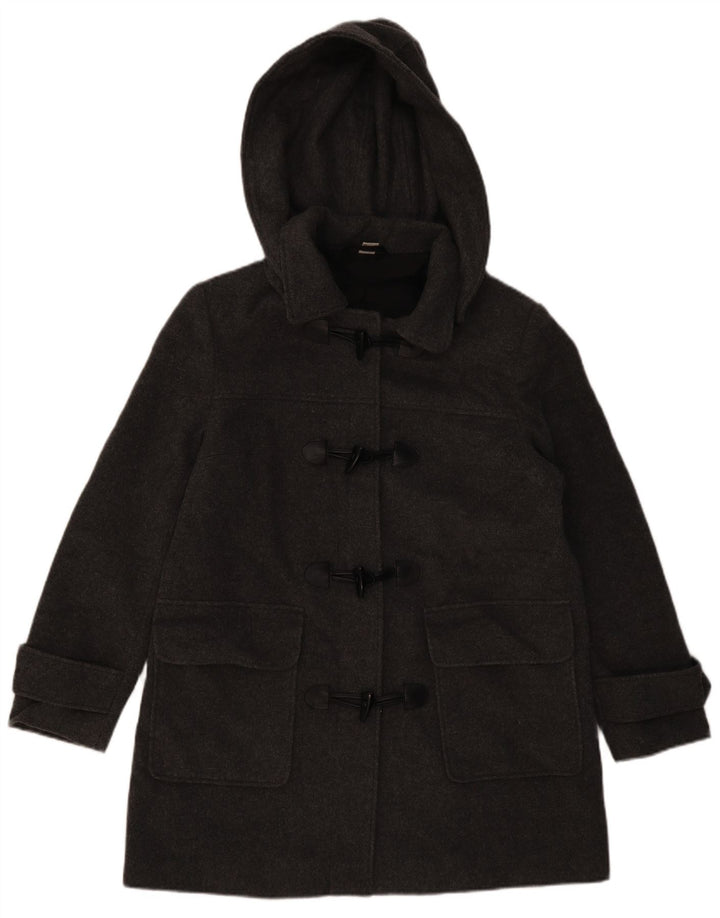 Damski płaszcz z kapturem VINTAGE UK 16, duży, szary, wełniany