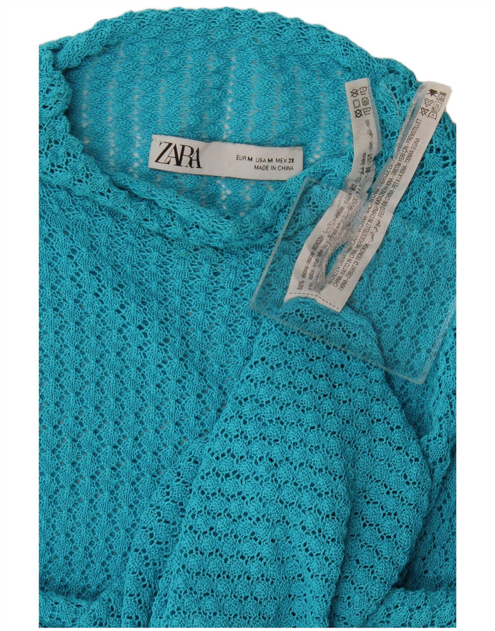 Damski sweter Zara Crochet z golfem UK 12, średni niebieski