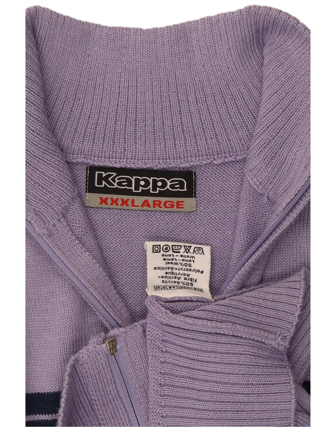 Męski sweter KAPPA 3XL Fioletowy akryl z blokami kolorów