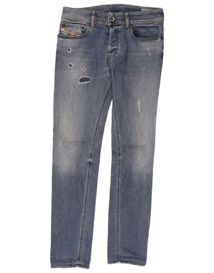 DIESEL Damskie jeansy typu slim w trudnej sytuacji W29 L29 Niebieskie bawełniane
