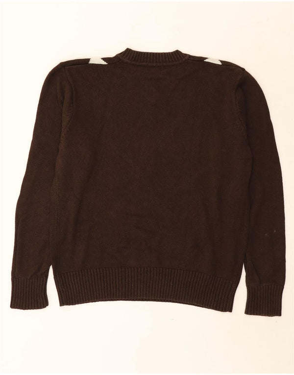 Bromfield Męski sweter z dekoltem w kształcie litery V, XL, brązowy, argyle/diamentowa bawełna