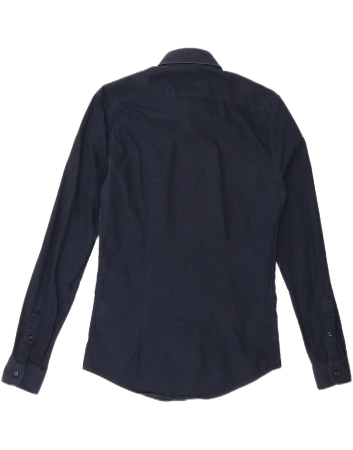 Koszula męska slim fit REISS, mała, granatowa, bawełniana